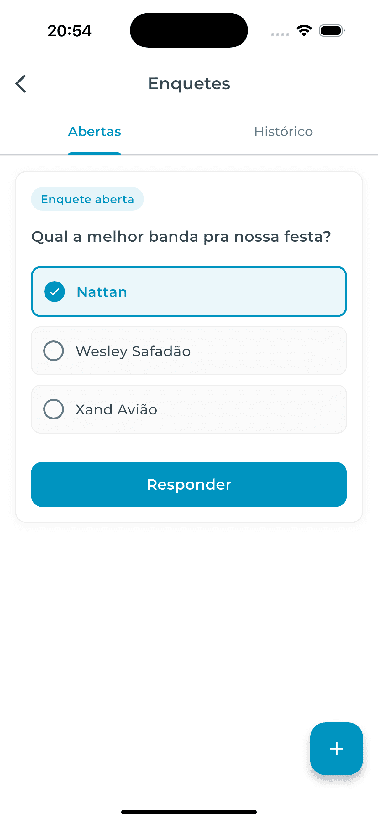 Tela de enquete